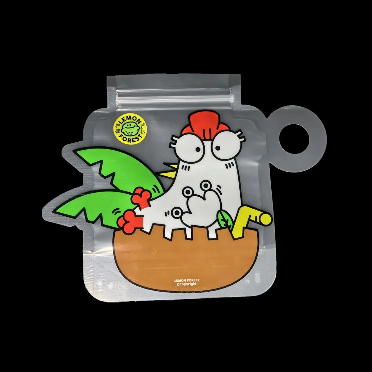 Custom character shaped snack pouch with resealable zipper