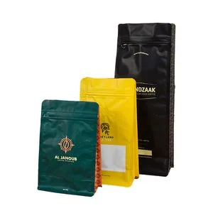 Custom printed coffee bags with zipper and degassing valve in multiple sizes