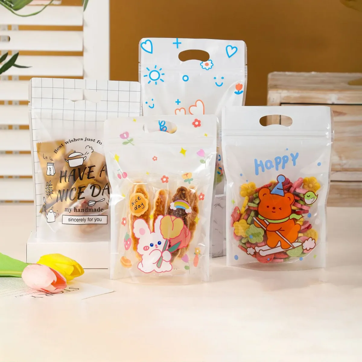 Custom printed stand up pouch packaging for food and snack brands