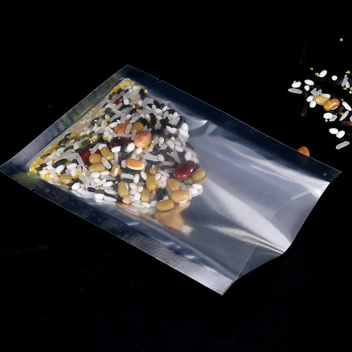 Flat heat seal food packaging pouches for snacks and sample packs