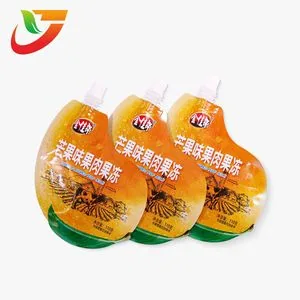 Custom mango shaped spout pouches for fruit drinks and liquid food packaging
