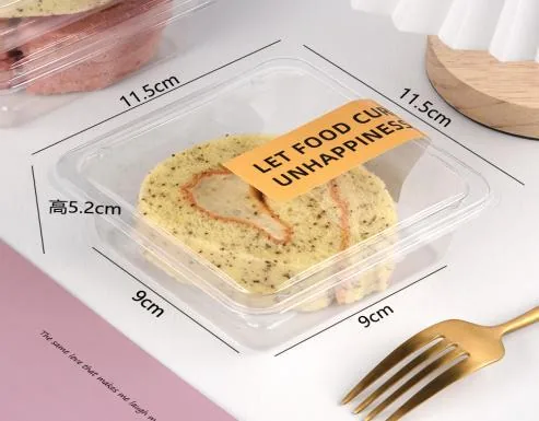 Clear hinged PET blister box for individual cake slice packaging