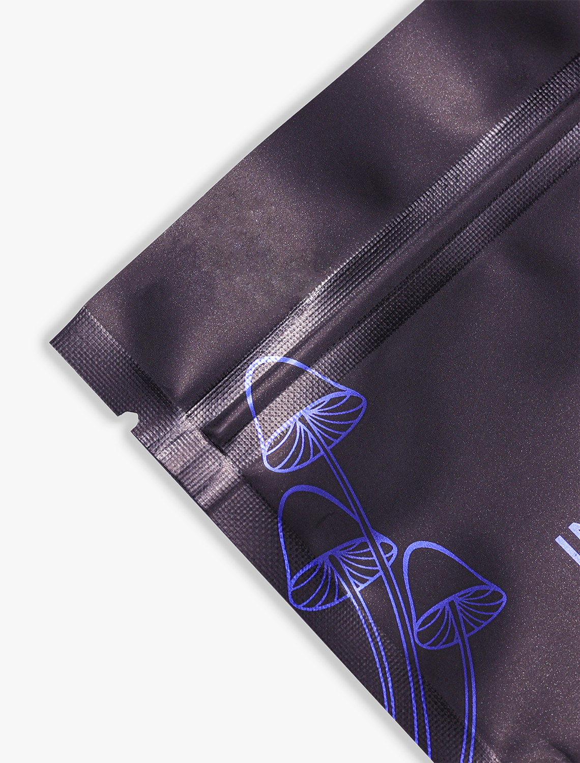 Close view of a finished coffee pouch corner and seam